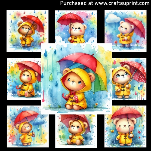 Teddy Bear in Raincoat - CARD FRONTS