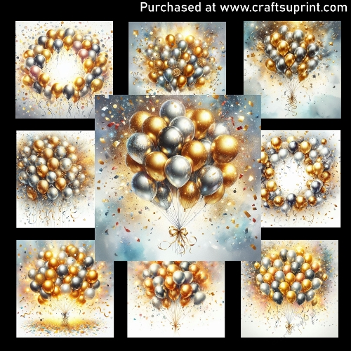 Gold and silver balloons - CARD FRONTS