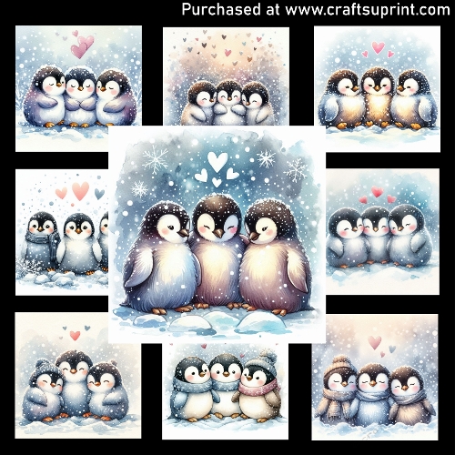 Penguin Family Hug - CARD FRONTS