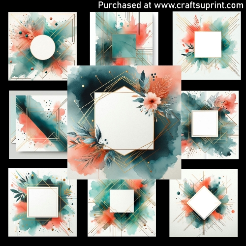 Modern Geometric Gold Frame - CARD FRONTS