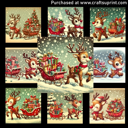 Reindeer Sleigh Ride - CARD FRONTS