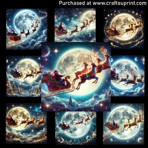 Santa Across the Moon - CARD FRONTS