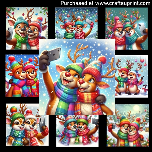 Reindeer Selfie - CARD FRONTS