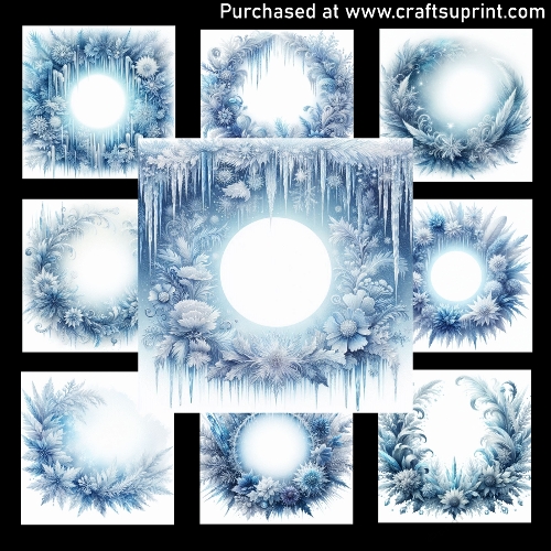 Frozen icicles and frost crystals frame - CARD FRONTS