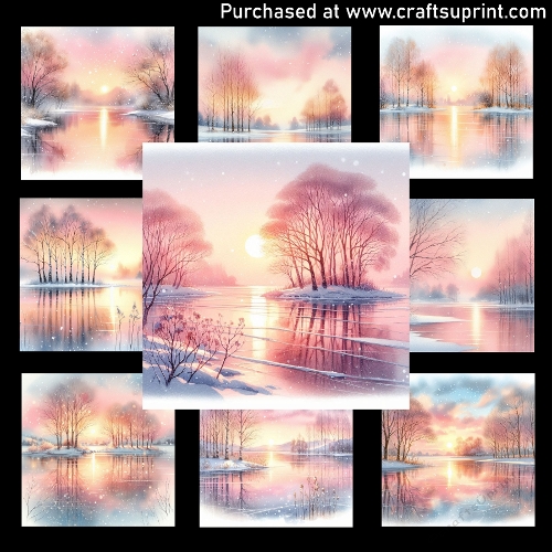 Frozen Lake at Sunset - CARD FRONTS