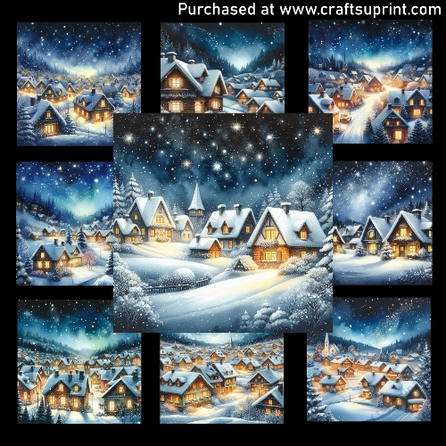 Quiet snowy village - CARD FRONTS