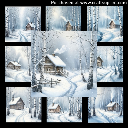 Winter wooden cabin - CARD FRONTS