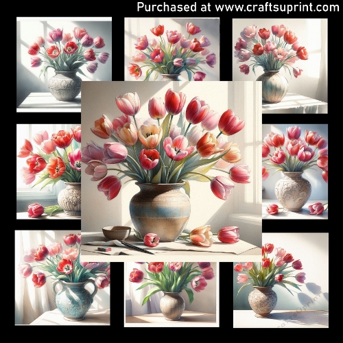 Elegant vase with tulips - CARD FRONTS