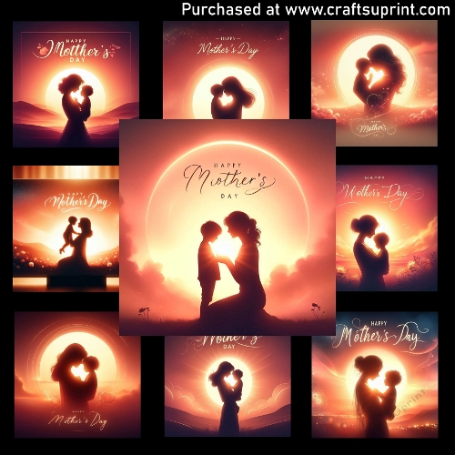 Mother and Child Silhouette Sunset - CARD FRONTS