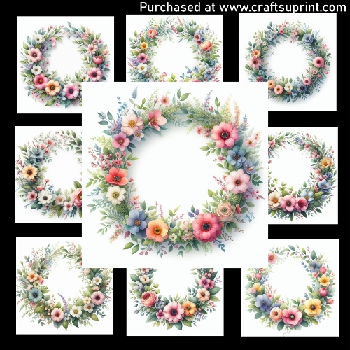 Spring flowers wreath - CARD FRONTS