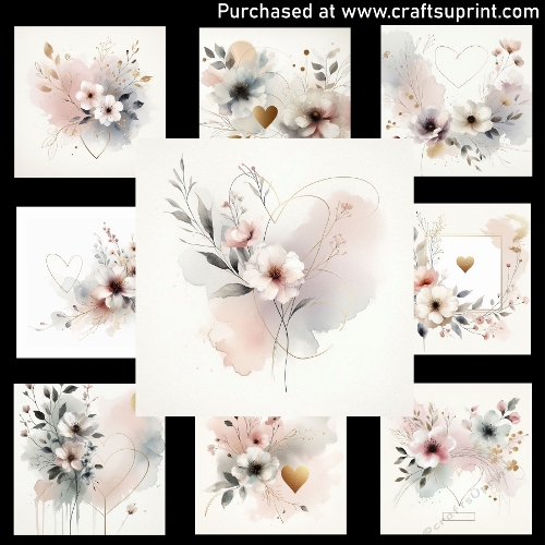 Spring flowers and golden hearts - CARD FRONTS