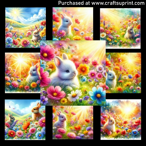 Bunny and wildflowers - CARD FRONTS