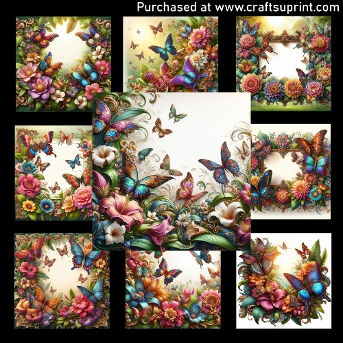 Exotic butterflies and  flowers - CARD FRONTS