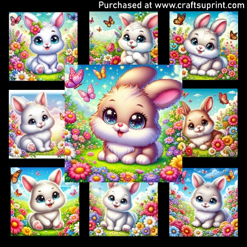 Happy Bunny Meadow - CARD FRONTS