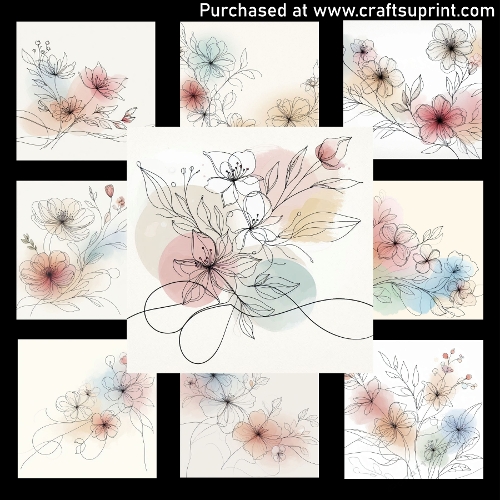Minimal Line Bloom Art - CARD FRONTS
