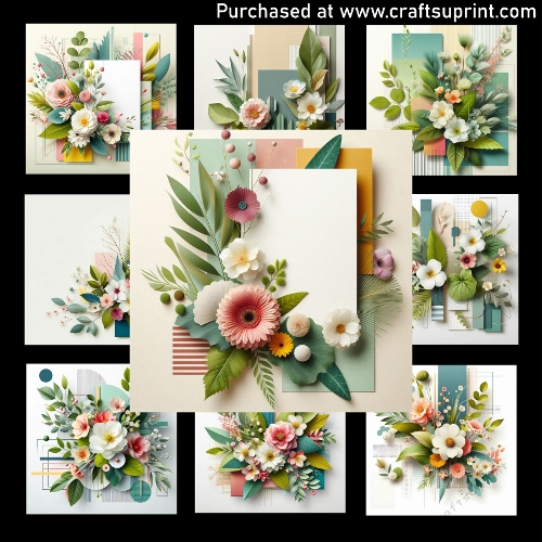 Modern flower collage - CARD FRONTS