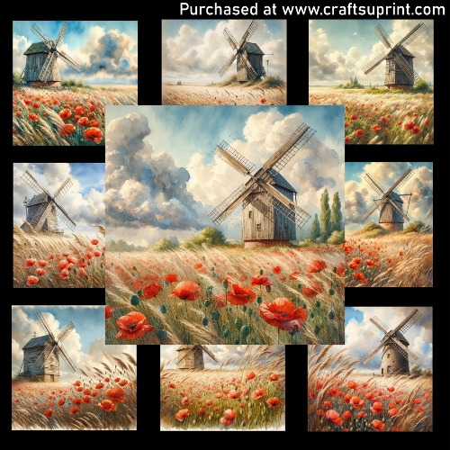 Poppies and the Old Windmill - CARD FRONTS