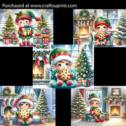 Pretty Cute Elf with a Cookie 5x7