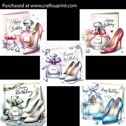 Perfume and Sparkling Shoes Birthday Card
