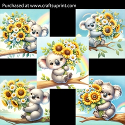 Koala and Sunflowers