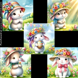 Cute Bunny with Flower Hat