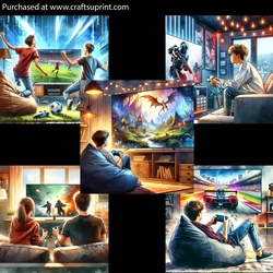 Teens Playing Video Games 2 Card Fronts