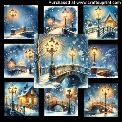 Snowfall Under Street Lamp
