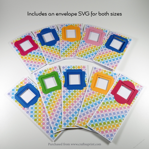 Slimline Trifold Card SVG Cutting File with Square Window and matching Envelope Kit Mini and Standard Size Included 