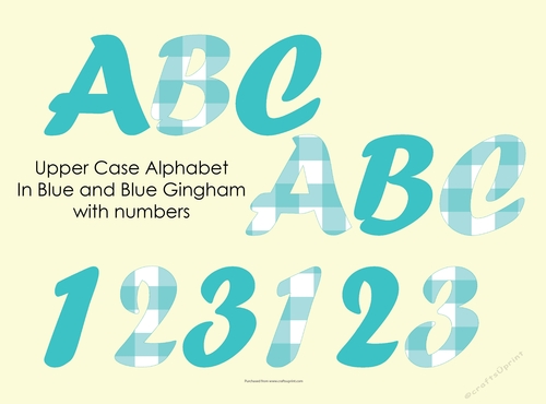 Blue Gingham Alphabet and Numbers