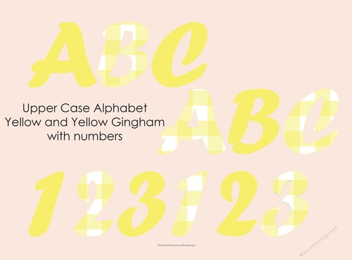 Yellow Gingham Alphabet and Numbers