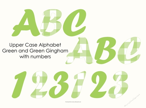 Green Gingham Alphabet and Numbers