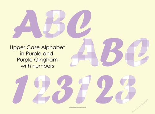 Purple Gingham Alphabet and Numbers