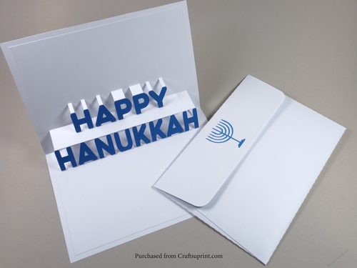 Happy Hannukah Pop Up Card with Envelope