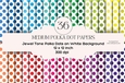 36 Jewel Tone Polka Dots on White Digital Paper Backgrounds
