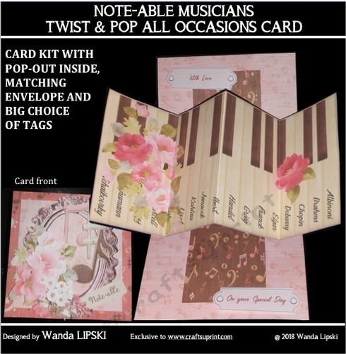 NOTEABLE MUSICIANS FLORAL TWIST & POP CARD KIT