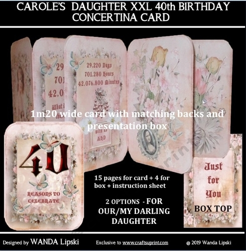 CAROLES DAUGHTER 40TH BIRTHDAY XXL CONCERTINA CARD