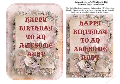 ADD ON FOR XXL 40-100 CONCERTINA BIRTHDAY CARD - AWESOME AUNT