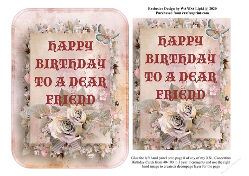 ADD ON FOR XXL 40-100 CONCERTINA BIRTHDAY CARD - DEAR FRIEND