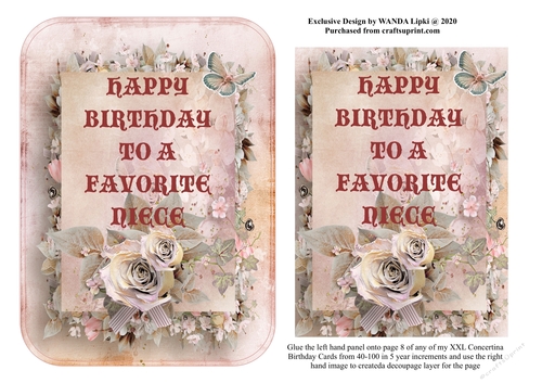 ADD ON FOR XXL 40-100 CONCERTINA BIRTHDAY CARD - NIECE (US spelling)