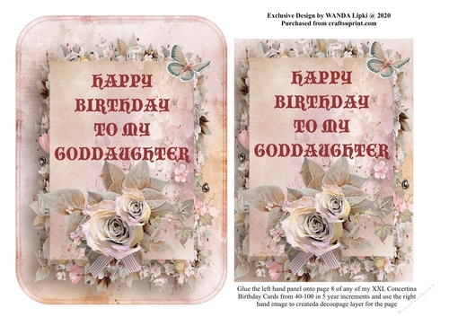 ADD ON FOR XXL 40-100 CONCERTINA BIRTHDAY CARD - GODDAUGHTER