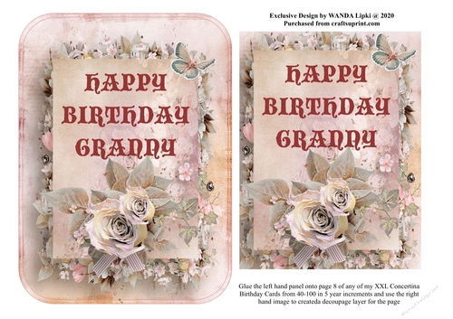 ADD ON FOR XXL 40-100 CONCERTINA BIRTHDAY CARD - GRANNY