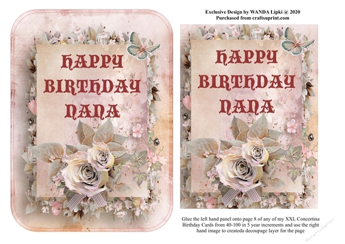 ADD ON FOR XXL 40-100 CONCERTINA BIRTHDAY CARD - NANA