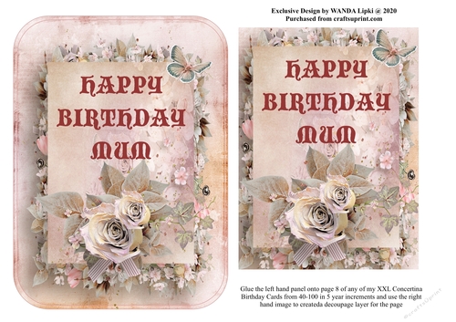 ADD ON FOR XXL 40-100 CONCERTINA BIRTHDAY CARD - MUM