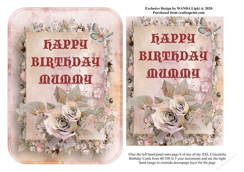 ADD ON FOR XXL 40-100 CONCERTINA BIRTHDAY CARD - MUMMY
