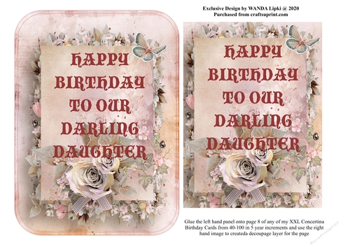 ADD ON FOR XXL 40-100 CONCERTINA BIRTHDAY CARD - OUR DAUGHTER