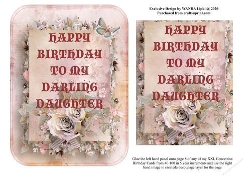 ADD ON FOR XXL 40-100 CONCERTINA BIRTHDAY CARD - MY DAUGHTER
