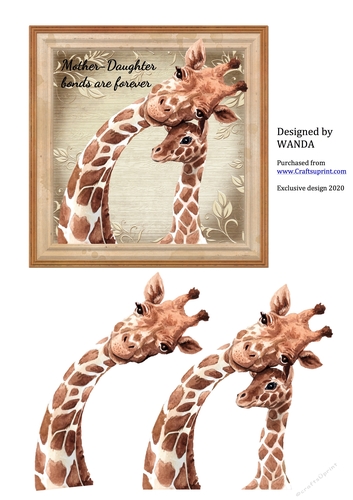 GIRAFFE FAMILY MOTHER  DAUGHTER BONDS ARE FOREVER
