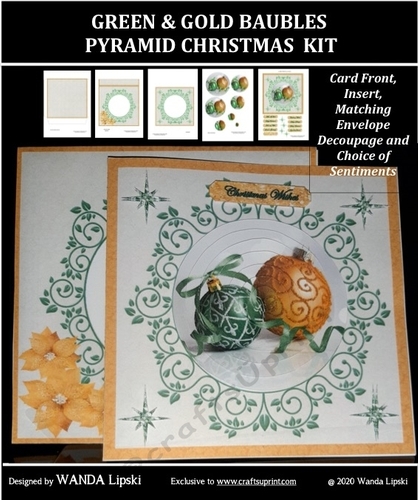 GREEN & GOLD BAUBLES CHRISTMAS PYRAMID KIT