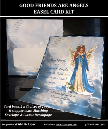 GOOD FRIENDS ARE ANGELS EASEL CARD BIRTHDAY OR THANKYOU KIT