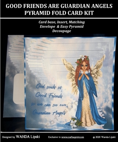 GOOD FRIENDS ARE GUARDIAN ANGELS PYRAMID FOLD THANKYOU CARD KIT